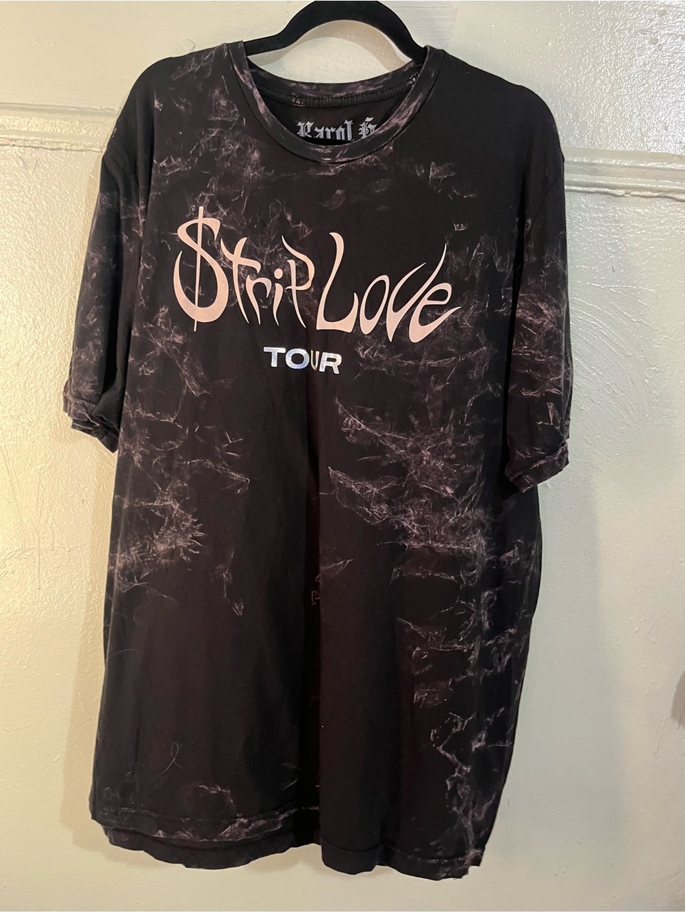 Strip Love Tour Short Sleeve Tee - Black with Pale Pink Graphic